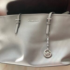 Michael Kors gray tote purse.